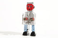 Red Face Vintage tin toy robot with a red face