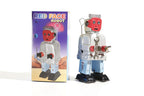 Red Face Vintage tin toy robot with a red face with packaging 