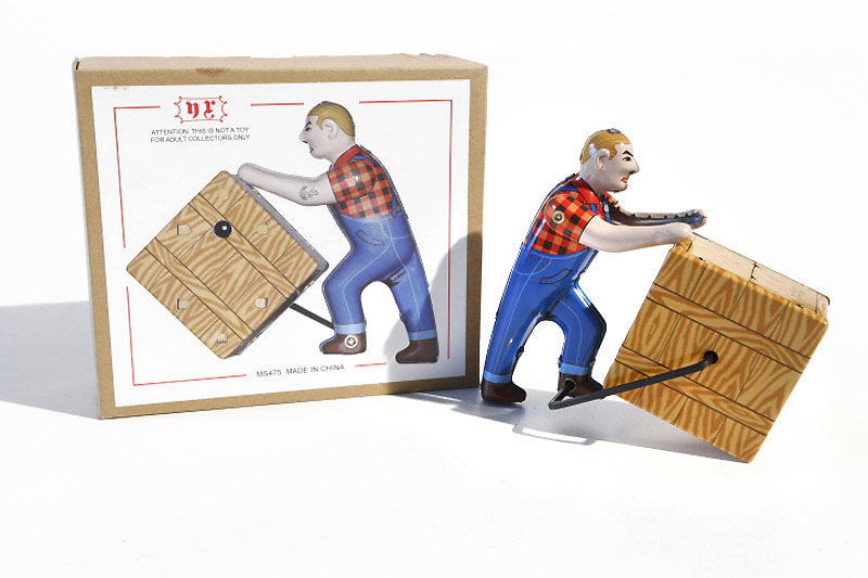 Removal man and box tin toy with packaging