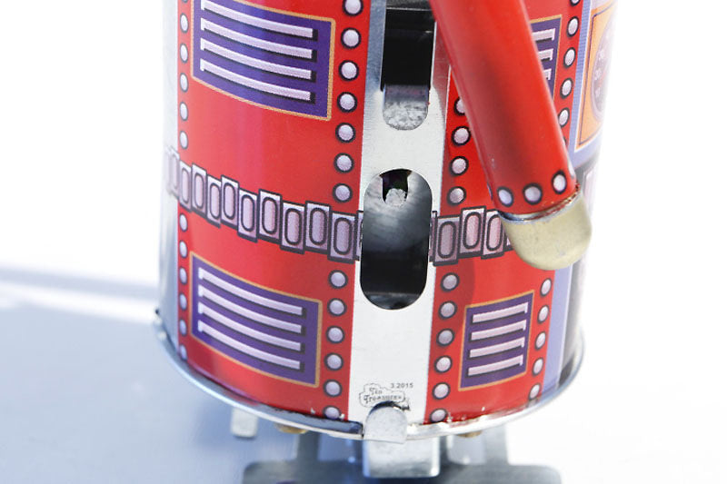 close up of Robo cop Tin toy robot