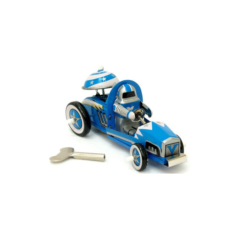 Robot racer tin toy car with wind up key 