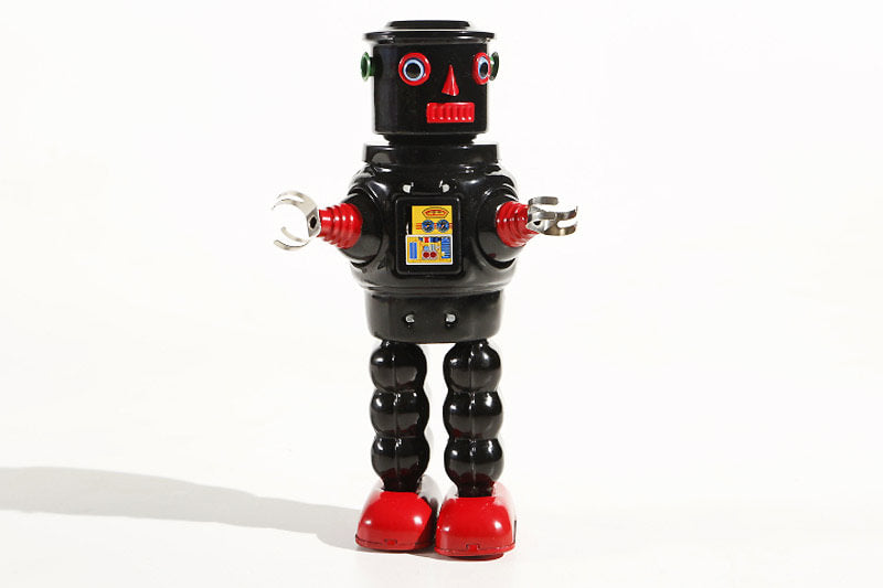 Black Roby Vintage-style robot tin toy  