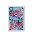 Playing card with red and blue floral design 