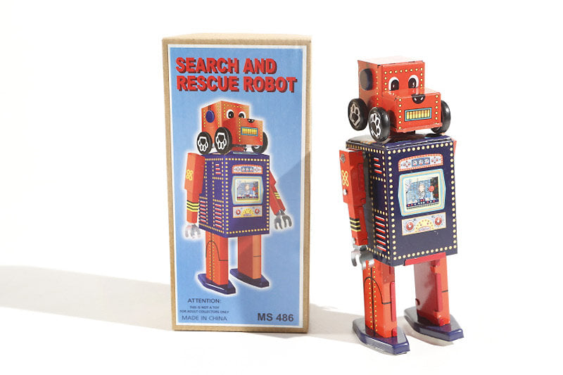 Search and rescue rover tin toy with detachable head  with packaging