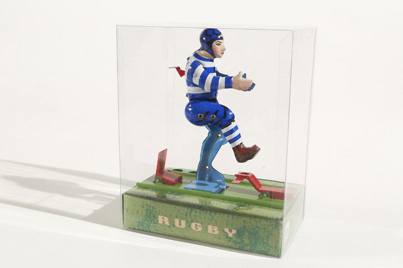 Rugby Player tin toy in packaging