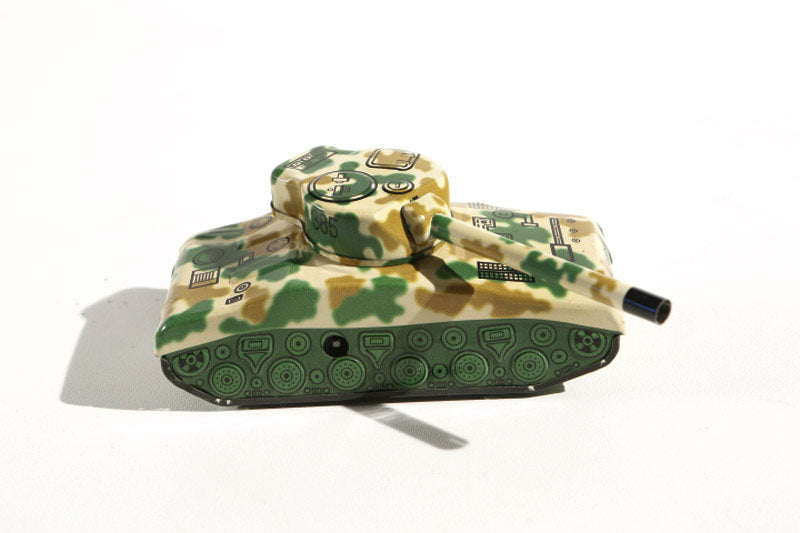 Sherman Tank Camouflage-patterned tin toy tank