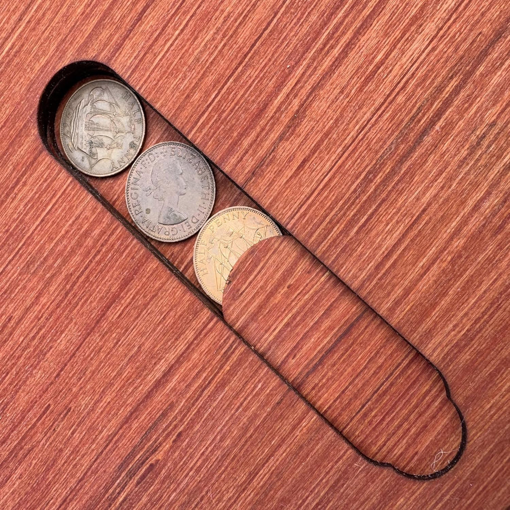 Shove Ha Penny Board with half pennies coin storage