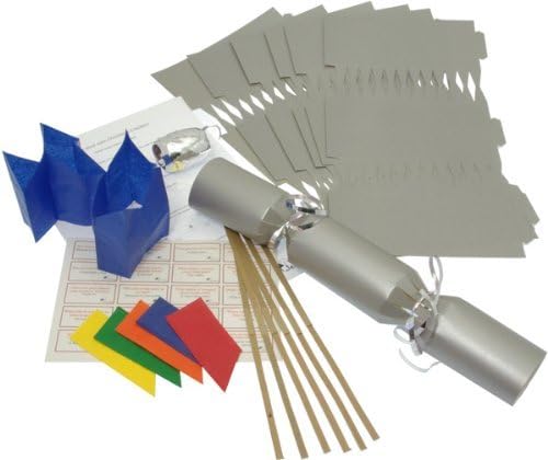 Silver make your own Christmas crackers with jokes, hats, snaps and ribbon