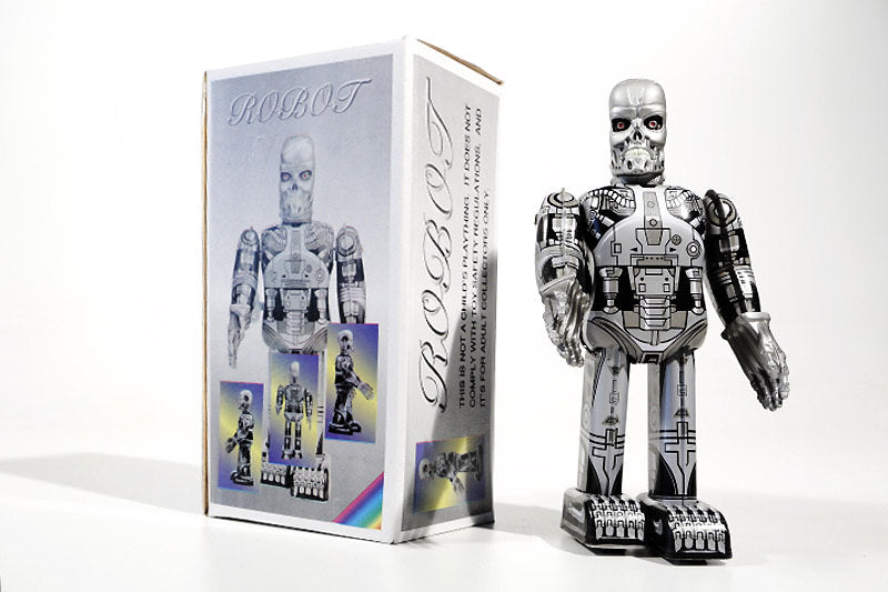 Skeleton Metallic robot tin toy with packaging 
