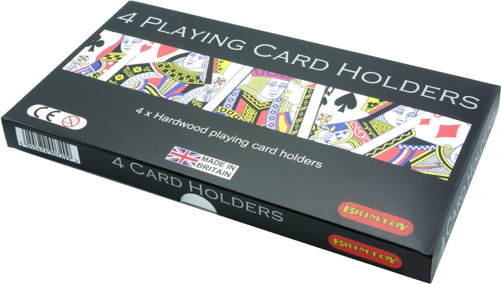 Box of 4 playing card holders with card suits design