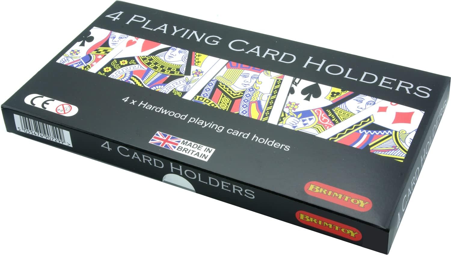 Box of 4 playing card holders with card suits design