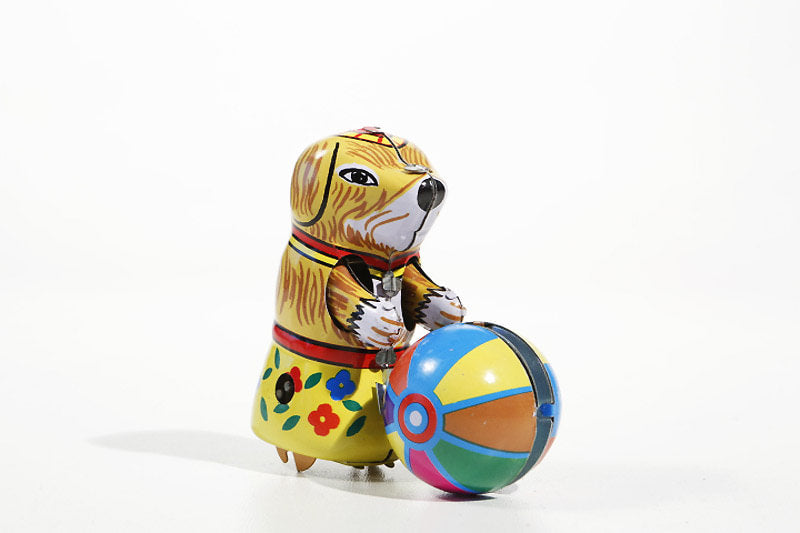 Colourful Small dog with Ball tin toy