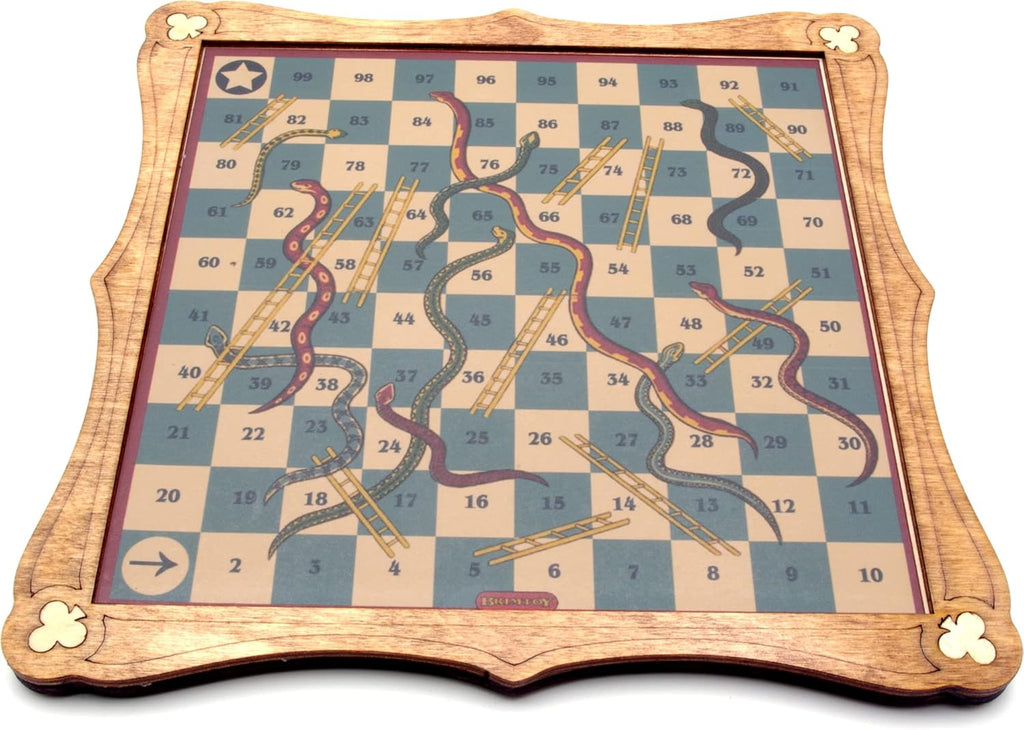 Snakes and ladders wooden board game