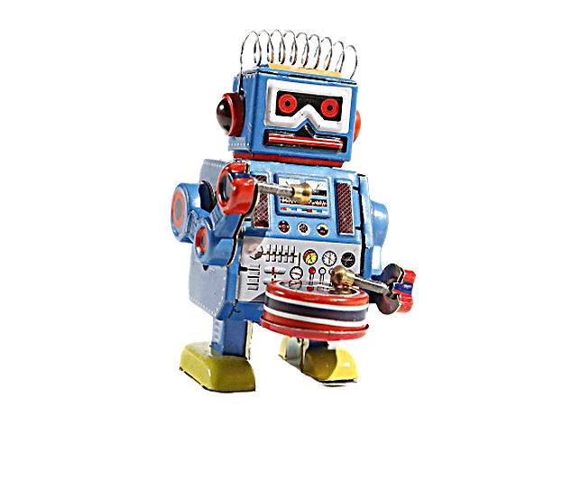 Small Drumming Robot with spikey hair - Collectable Tin Toy