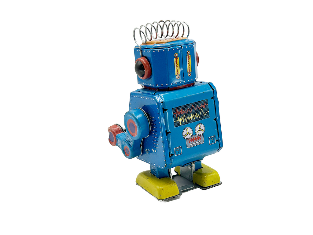 Small Drumming Robot with spikey hair - Collectable Tin Toy