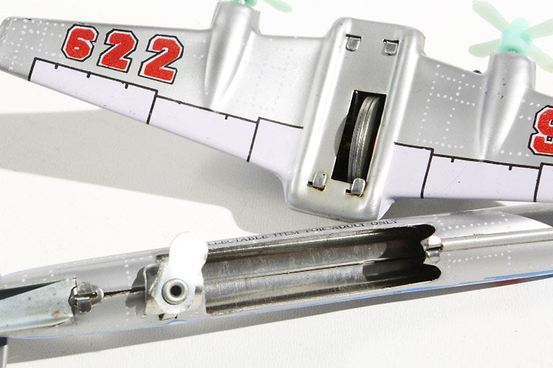 Close up of ST-1 Aeroplane tin toy