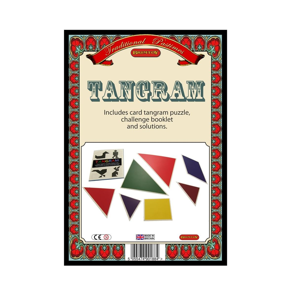 Tangram puzzle set with colourful pieces 