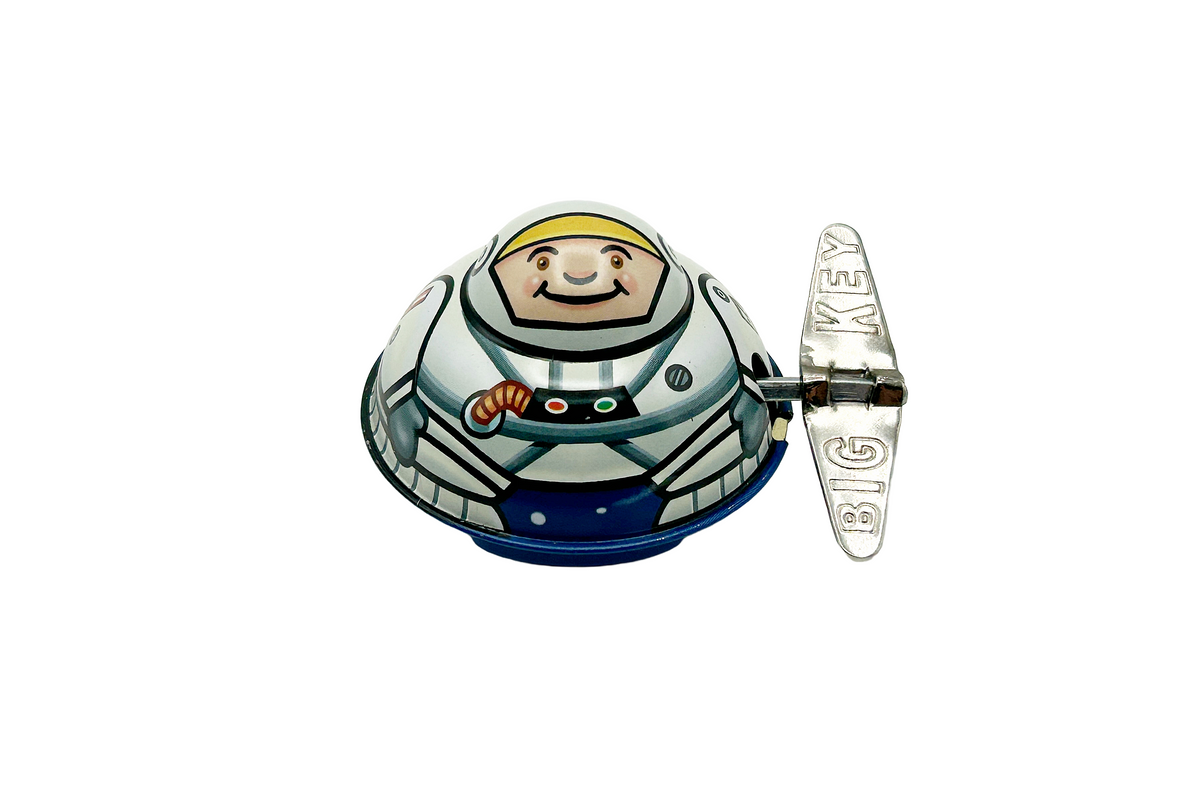 Tin Oval Spaceman Clockwork Tin Toy - Collectable Tin Toy