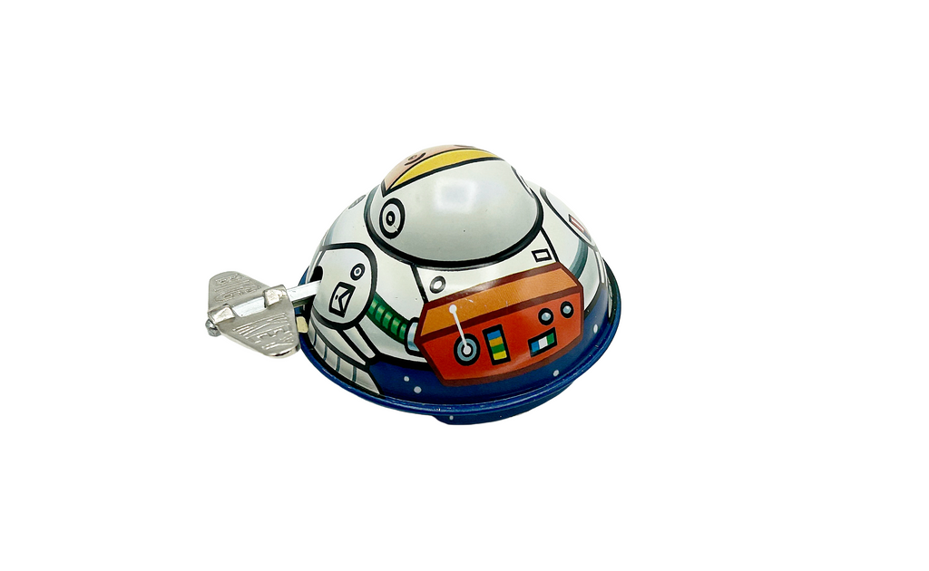 Tin Oval Spaceman Clockwork Tin Toy - Collectable Tin Toy