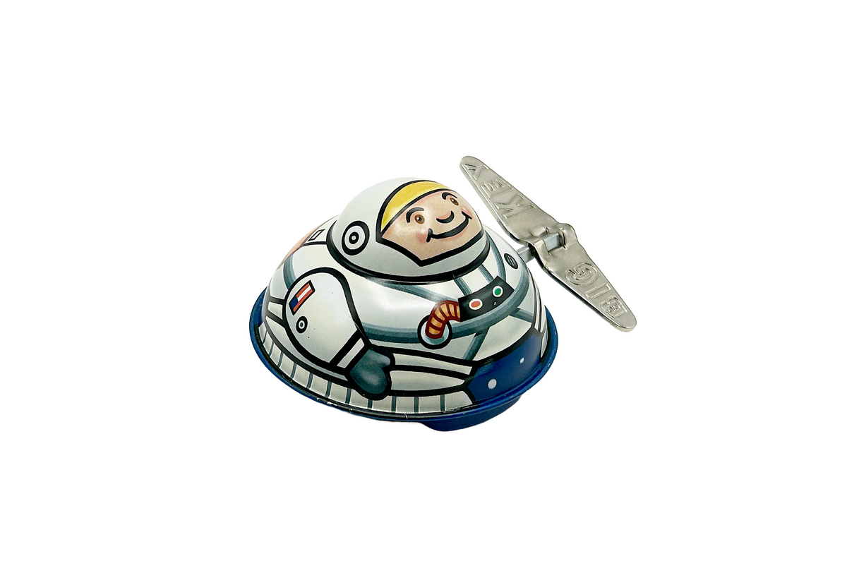 Tin Oval Spaceman Clockwork Tin Toy - Collectable Tin Toy