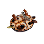 bottom of tortoise tin toy with wind up key