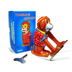 Tumbling Monkey tin  toy with packaging and wind up key