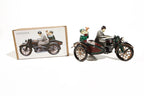 Motorcycle and sidecar "tuttut" tin toy with packaging