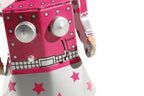 Venus robot tin toy  pink and silver with stop/go lever