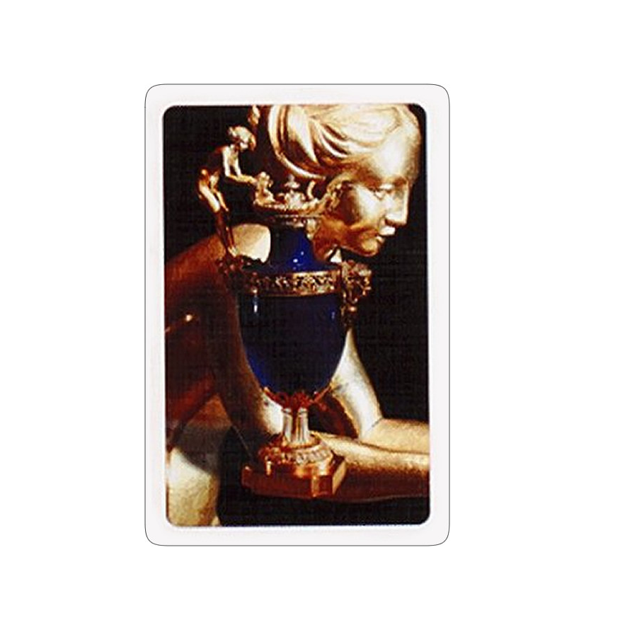 Wallace Playing Cards with a classical design featuring a figure holding a blue goblet 