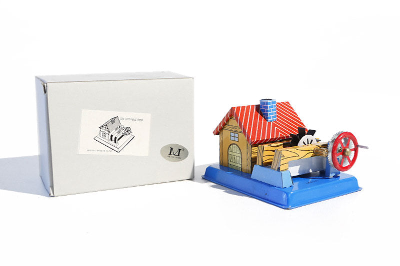 Water mill tin toy with packaging