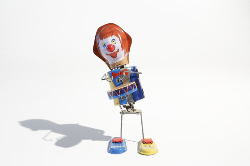 Welby Drumming Clown tin toy