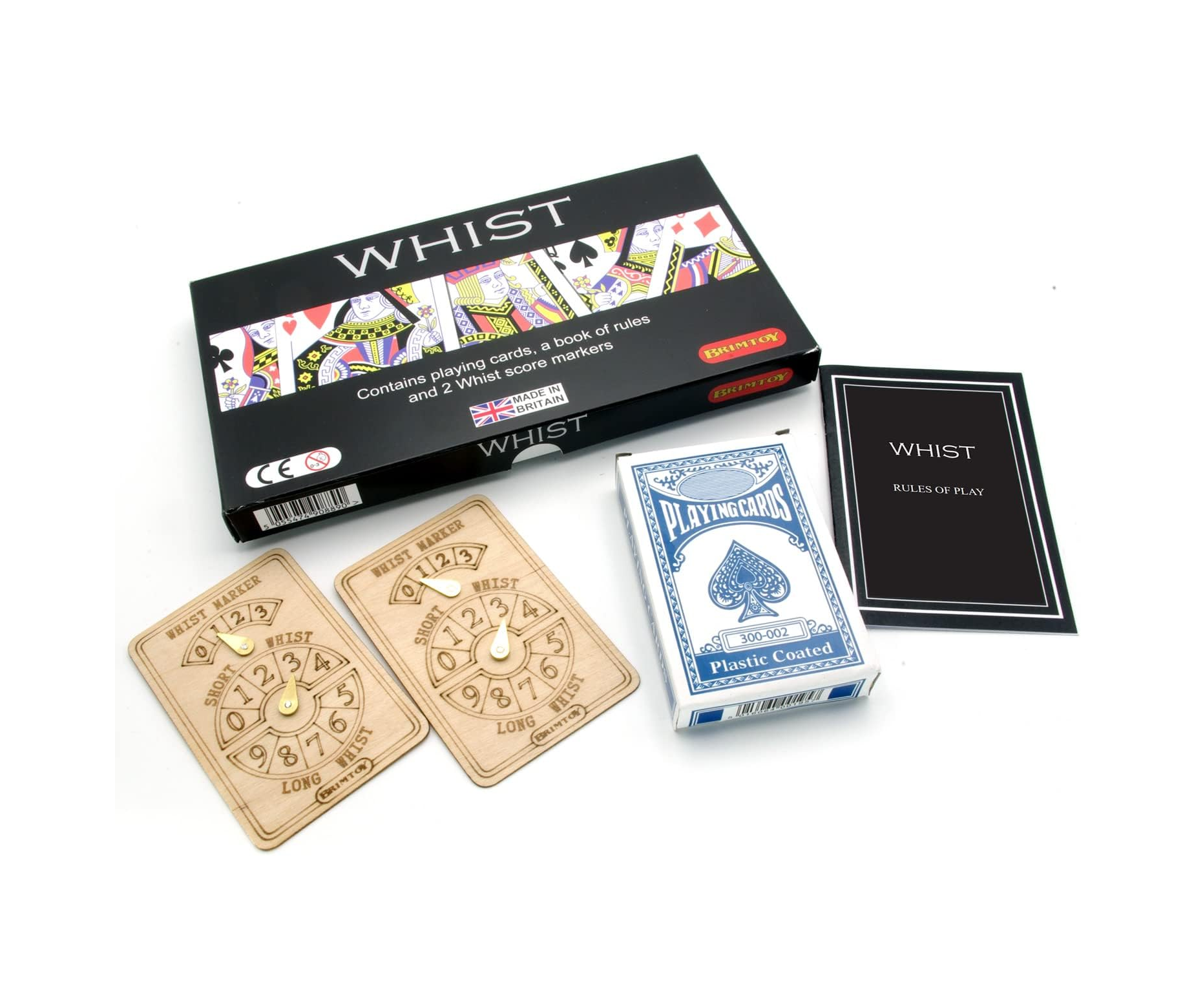 Whist boxed game with instructions, wooden score markers and playing cards