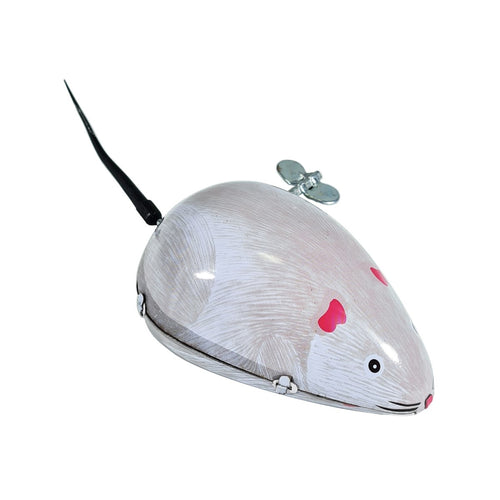 White mouse tin toy with wind up key