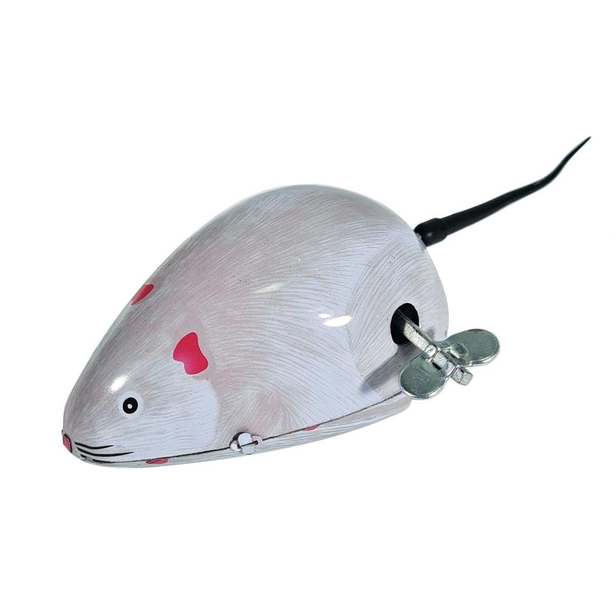 White mouse tin toy with wind up key