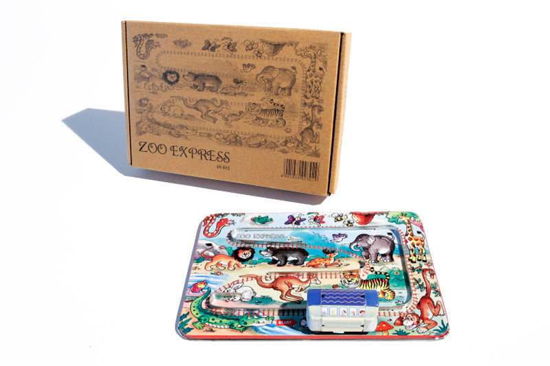 Zoo Express Train tin toy with packaging